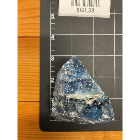 Cobalt Satin Blue Layered Art Glass Cullet Glowing Manganese Slag Glass #5GL38 - Picture 6 of 6
